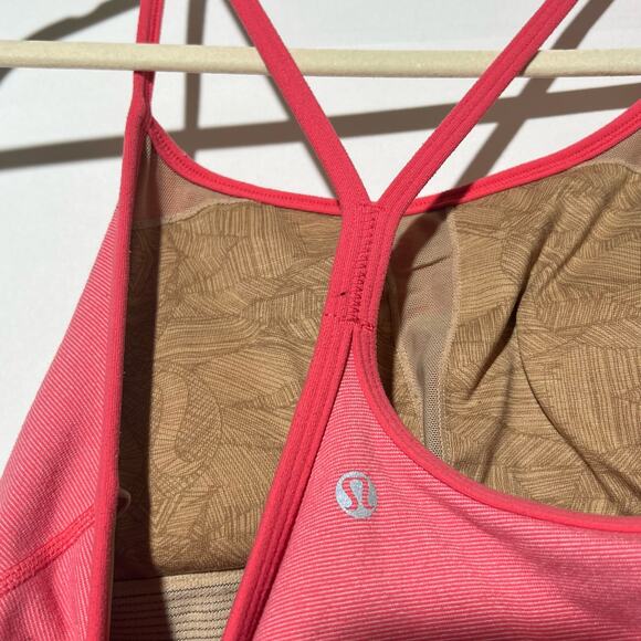 Lululemon Power Y Tank Top Coral Pink Stripe Striped Women’s Size 6 - Picture 2 of 5